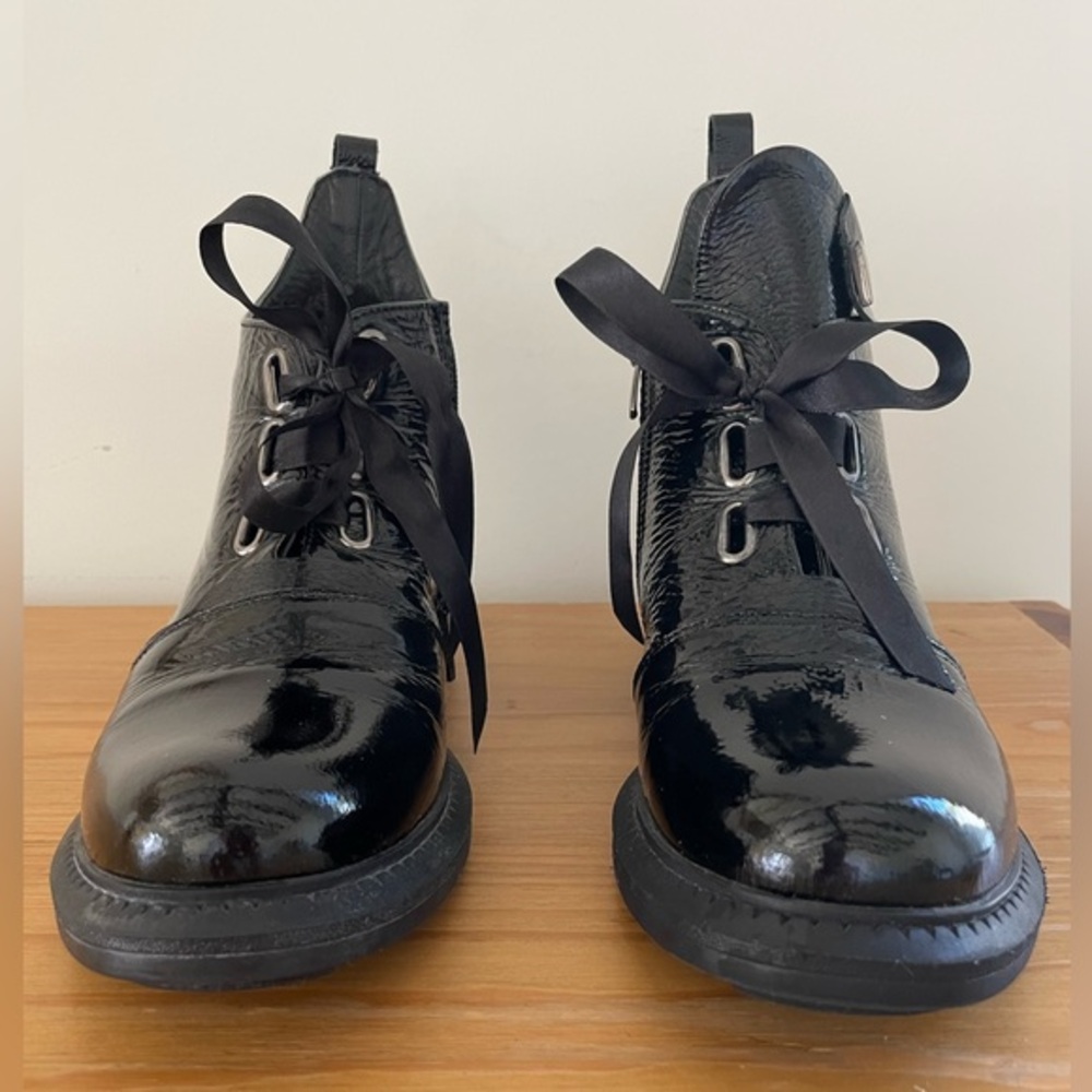 Sheridan Mia Tease Bootie Black Patent Leather Size 37 EUR